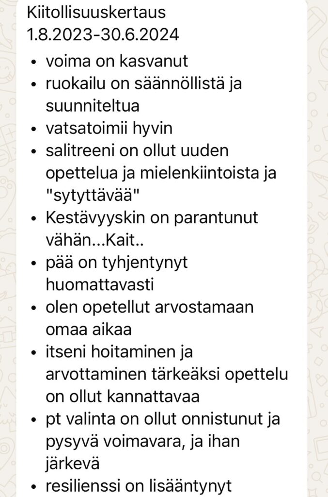 Personal trainer Kuopio asiakaspalaute